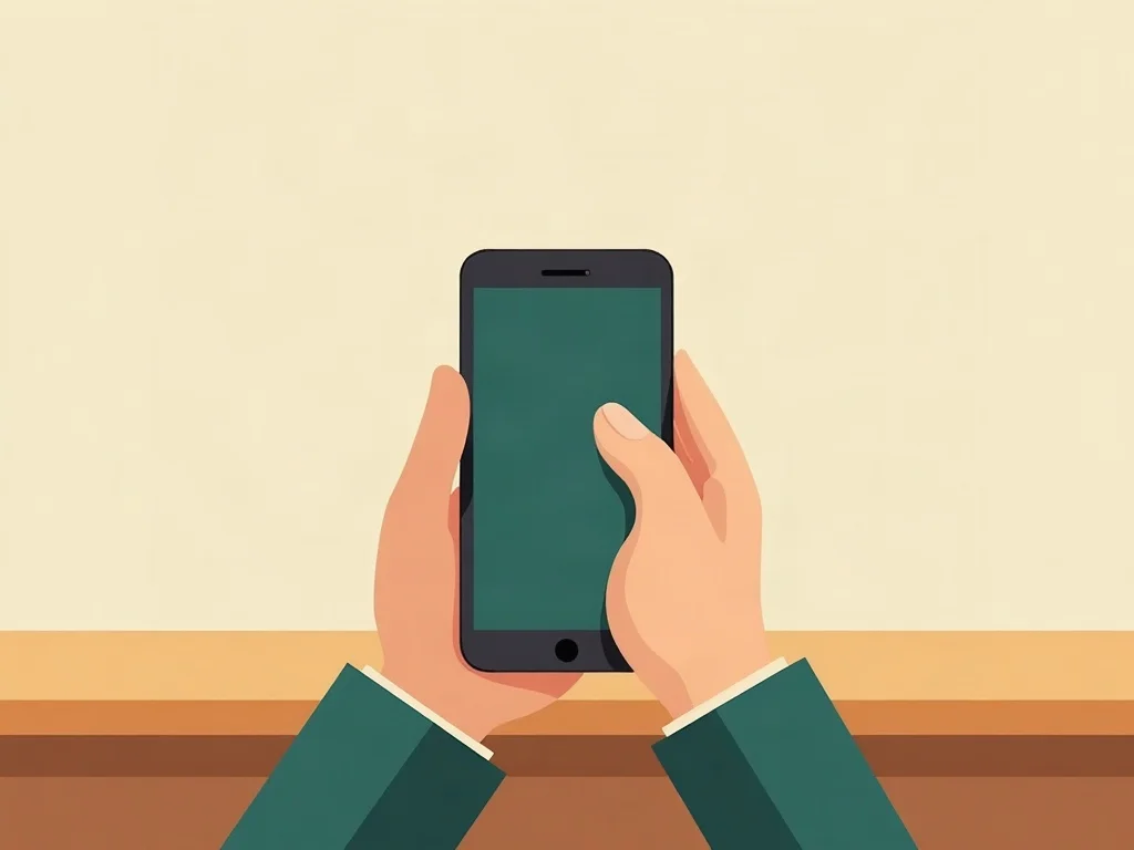 Activar eSIM de AT&T en tienda Dos manos sostienen un celular frente a un mostrador de madera liso